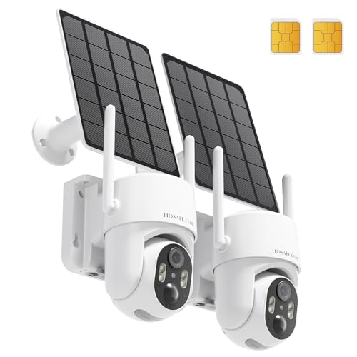 Telecamera con SIM, Telecamera 4G con Pannello Solare, Telecamere Senza Fili da Esterno, Versione Notturna a Colori 2K, Visualizzazione Live a 360°, Rilevamento del Movimento, Audio Bidirezionale