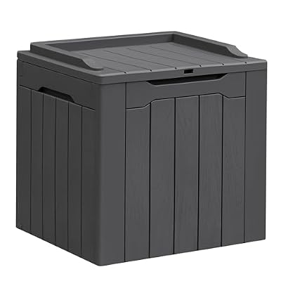 Greesum 31 Gallon Resin Deck Box All Weather Outdoor Storage Boxes for Patio Furniture Set,Outdoor Toys,Garden Tools,Gray