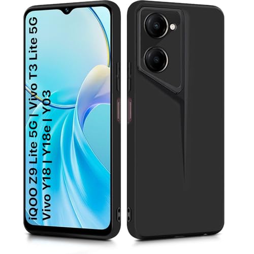 Image of WOW IMAGINE Slim Back Cover for iQOO Z9 Lite | Vivo T3 Lite 5G | Y18t | Y18 | Y18e | Y03 | Y28s | Blade Series Ultra Thin Case | Camera Protection | Soft Matte Silicone Flexible Mobile Case - Black
