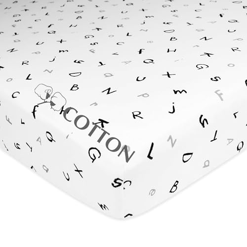 Image of American Baby Company Cotton Fitted Crib Sheet 52x28 inch, Alphabet | 100% Natural Cotton Crib and Toddler Bed Sheets, Soft, Breathable & Hypoallergenic, Gentle on Skin, Neutral for Boys & Girls