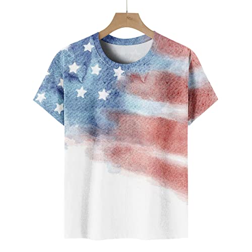 Tie Dye Shirts For Women Stars Stripes American Flag Crewneck Short Sleeve Summer Casual Tshirts Tops #TOP4