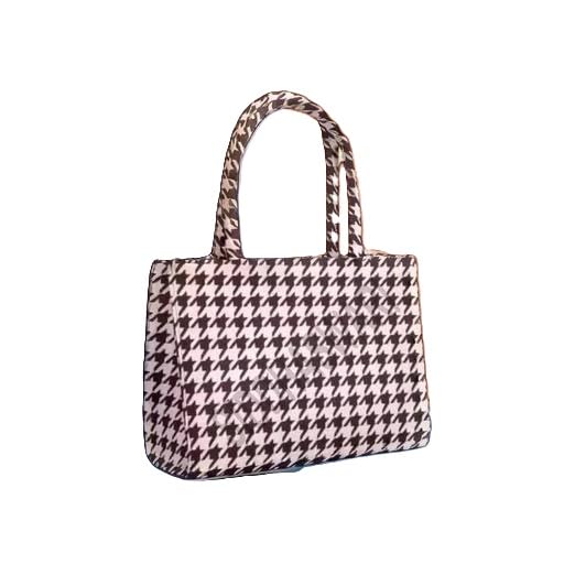 Trendy Houndstooth Pattern Handbag – Perfect for Daily Use Black-image-4