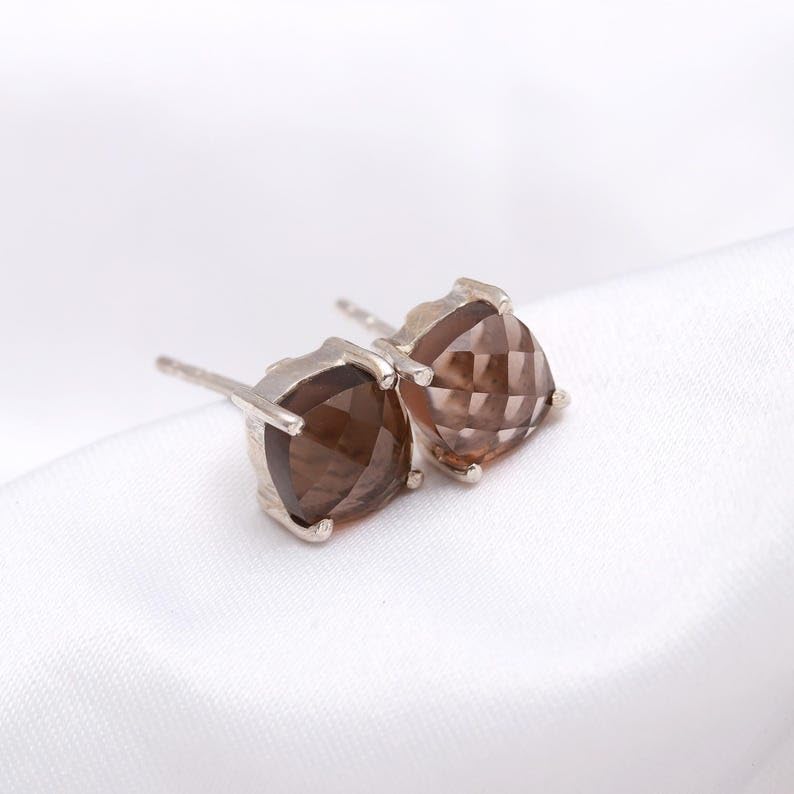 Boucles d'oreilles quartz fumé naturel argent pour sublimer vos tenues de bureau - 4