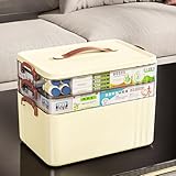 Sightday Medikamenten Aufbewahrung,Medizinbox Hausapotheke box mit Griff und herausnehmbarem Fach,3 Etagen Multifunci&oacute;n Aufbewahrungsbeh&auml;lter Gro&szlig;e Kapazit&auml;t f&uuml;r Medikamente,Gadgets (Creme)