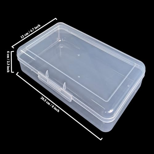 Image of 4 Pack Rectangular Clear Plastic Storage Containers, 8x4.7x2.3 inch | Hinged Lid, For Beads and Small Craft Items