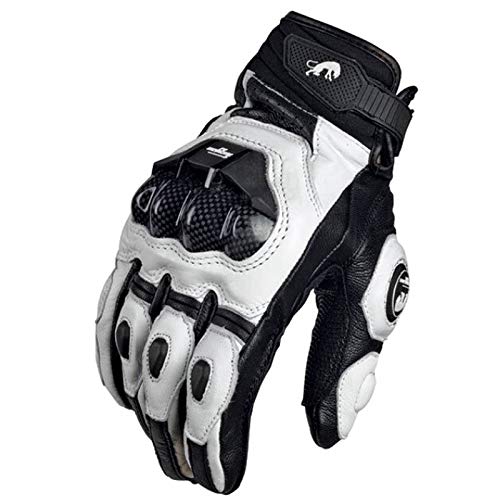 Guanti Moto Mens Donne Black Black/Bianco Guanti in pelle Moto Guanti da corsa Moto Motorbike Racing Bike Knight Guanti Motocross