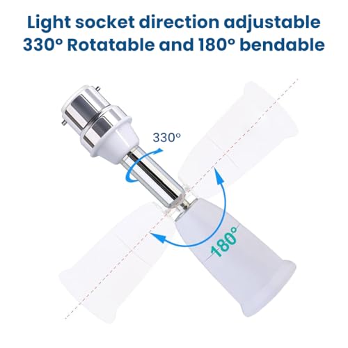 Image of ELEPHANTBOAT 2 Pcs B22 to E27 Light Socket Converter Extender, Flexible 360 Rotatable Adapter for B22 to E27 Bulb, Bulb Lamp Holder Extender Holder Socket Fit for LED, CFL