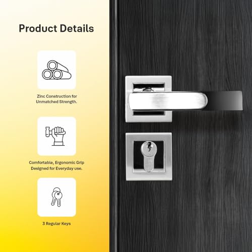 Image of Yale YECM-603-OR-TT-SS /CP Mortise Door Lock for Bedroom /Home /Office /Hotel Suitable for Left /Right Handed Doors | Rose & Escutcheons with Thumb Turn, 3 Keys Cylinder and Lock Body (Satin Steel)