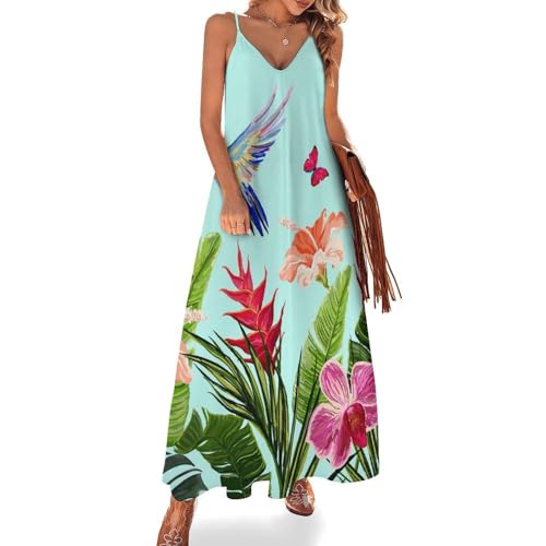 Robe Longue D'été sans Manches Colibri : Dites Adieu à la Chaleur en Robe Maxi Col V