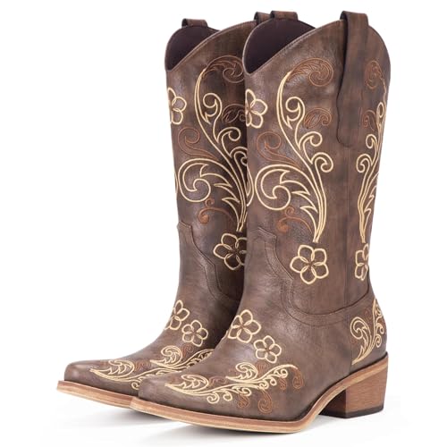 Image of Cowboy Boots for Women, Pointed Toe Chunky Heel | All-day walking comfort design, versatile for daily outfits, country music festivals and western style occasions
