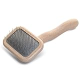 Chris Christensen Mark I Slicker Brush for Dogs, 12mm Pins, Groom Like a Pro, Handcrafted Lightweight Beechwood Ergonomic Handle, Stainless Steel Pins, A5I X-Small. Made in Germany.