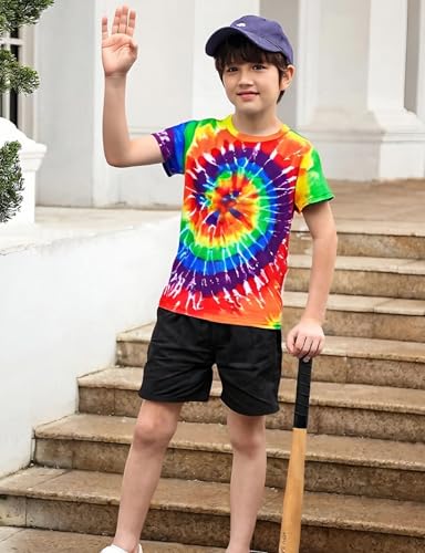 Boys Tie Dye Shirt Size 4-14 Kids Girl Tie Dye Shirts Short Sleeve Hippie Tshirt4