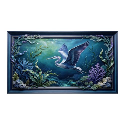 Décoration murale encadrée 3D grand paysage marin pour chasser le stress