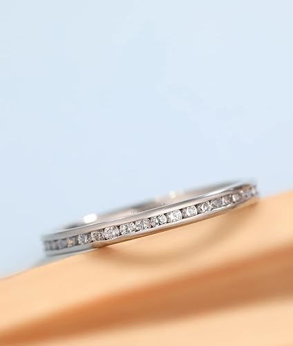 Miniatura 2 de TIGRADE Anillo de titanio con circonita cúbica de 2 mm. 0.07 pulgadas, de mujer, para boda, compromiso o aniversario, tamaño de anillo 3 - 13.5