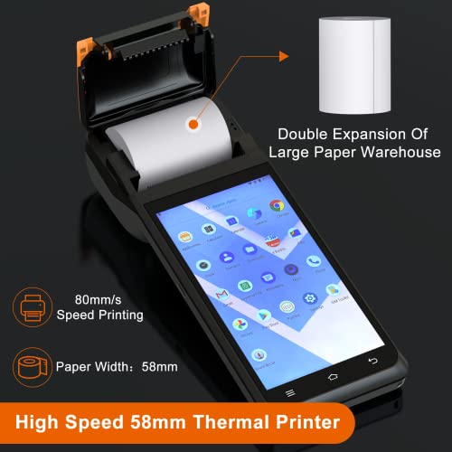 alacrity POS Receipt Printer, Handheld PDA Printer Mobile POS Machine 5.5\" Touch Screen 58mm Thermal Printer Android 8.1 Support 4G WiFi Bluetooth Communication Orange