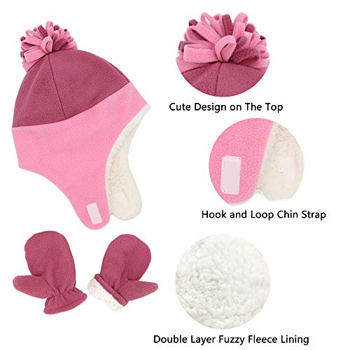 Baby Boy Sherpa Hats and Mittens Set Toddler Gloves Warm Fleece Winter Hat Baby Girl3