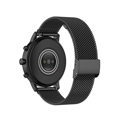 E ECSEM Metal Loop Bands Compatible for iTouch Sport 4 Adjustable Stainless Steel Replacement Wristbands Quick Release Watch Strap for iTouch Sport 4 Sport Smartwatch Women Men (Black)