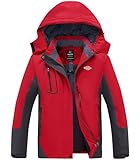 Wantdo Women's Waterproof Mountain Jacket Fleece Ski Jacket US XL  Red X-Large