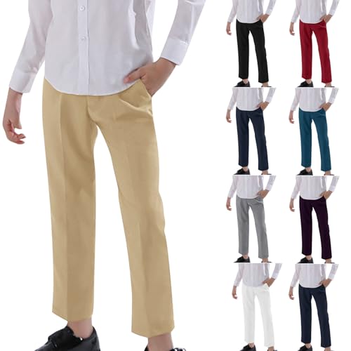 Kids Stretch Golf Pants Chino Flat Front Pants School Uniform Clothes with Pockets for Girls Boys 2-18 Years2