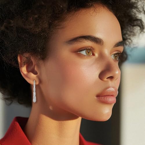 14K Solid White Gold Bamboo Round Large Hoop Earrings4