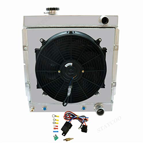 CoolingSky 3 Row Aluminum Radiator + Fan Shroud Combo & Thermostat Relay Kit for 1964-1966 MUSTANG V8 260 289ä¸¨60-66 Ford Mercury Models