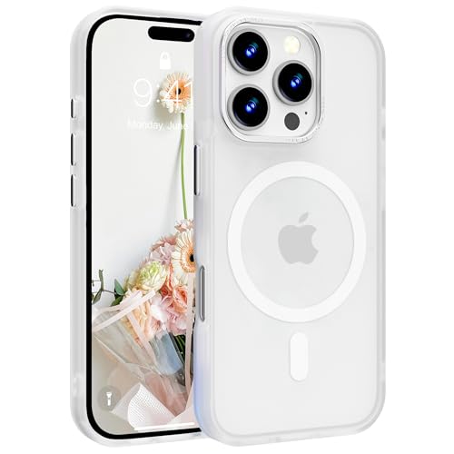 Image of Magnetic iPhone 16 Pro Max case,Compatible with Magsafe, Military-Grade Protection,Slim Translucent Matte Shockproof with Anti-Scratch Anti-Fingerprint Phone Cover (Frosted white, iPhone 16 Pro Max)