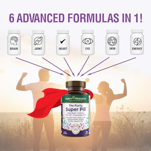 Purity Products Purity Super Pill Elite Multi + Krill Oil + Fish Oil - Vitamins + Minerals, CoQ10, Lutein - 6 Advanced Formulas in 1 Supports Healthy Brain, Joints, Heart + More - 90 Mini Softgels - Thumbnail 4