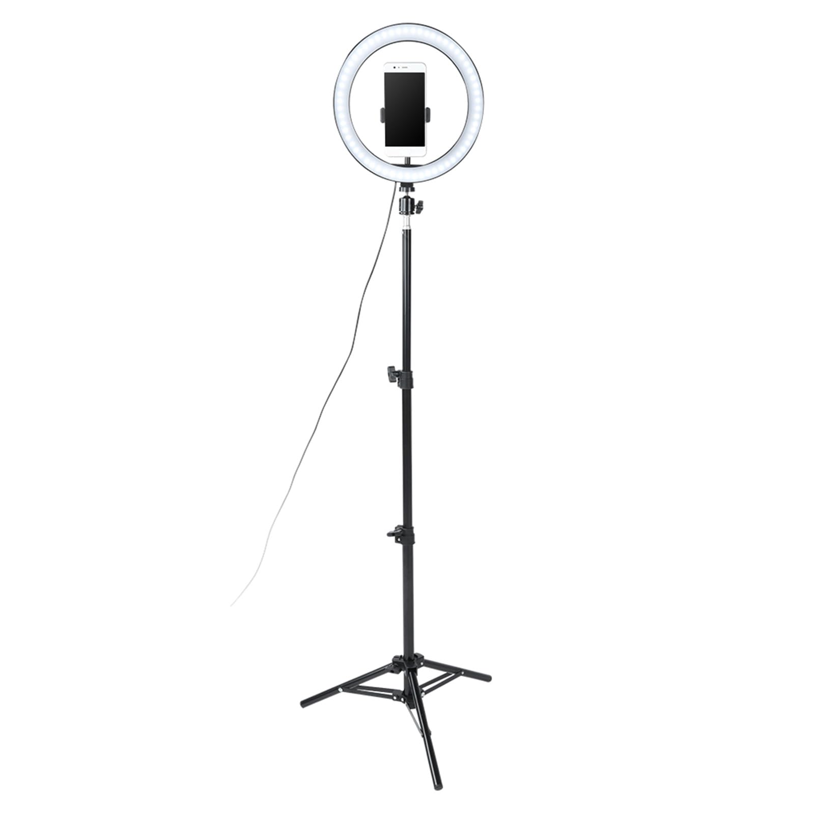 Anello Luminoso LED da 10"con Supporto per treppiede, 3 modalità di Luce dimmerabili Anello Luminoso per Selfie con Supporto per Telefono, Lampada LED per Porta USB