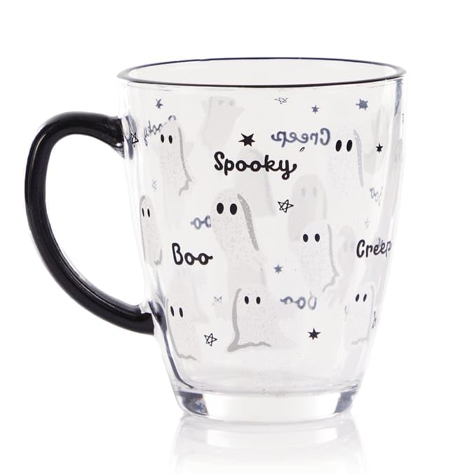 Swan Household Halloween Decoration Glass Tea Mug with Halloween Designs Halloween Home Décor, Coffee And Tea Glass Mug (Black)