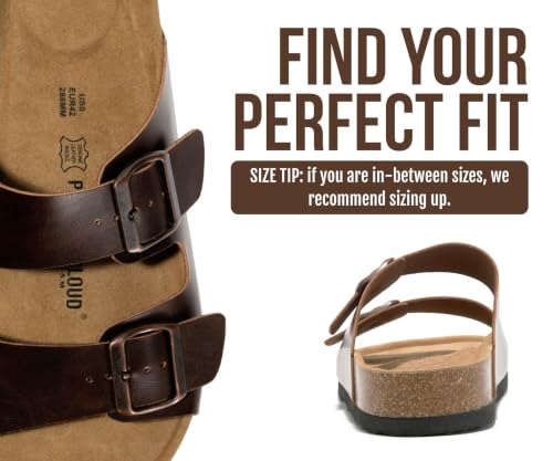 Image of Project Cloud Mens Sandals, 100% Genuine Leather Mens Slides (Heritage) | Memory Foam Insole & Cork Footbed Slides for Men Footwear Non Slip Summer Sandals for Men & Lightweight Sandals Men