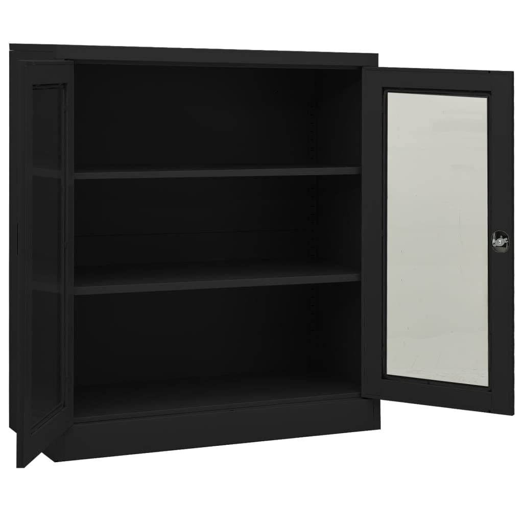 Armadio da ufficio, armadietto da ufficio, con serratura, armadietto in metallo, adatto per ufficio, archivio, scuola, gestione, antracite, 90 x 40 x 105 cm, acciaio
