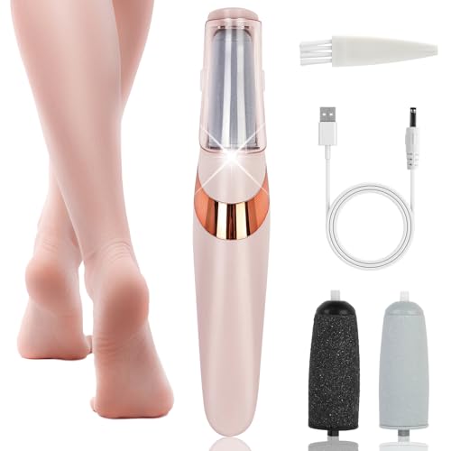 PUGTOW Electric Foot File, Electric Callus Removers for Feet, Rechargeable Waterproof Foot Hard Skin Remover with 2 Rollers, 2-Speed Pedicure Tools for Remove Dry Cracked Heels, Calluses and Dead Skin