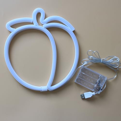 Image of Peach Neon Sign Fruit Peach Neon Signs Cute Neon for wall Decor.Lights Sign for Bedroom Living Room Wall Decoration Fruit Lover Fruit Shop Birthday Party
