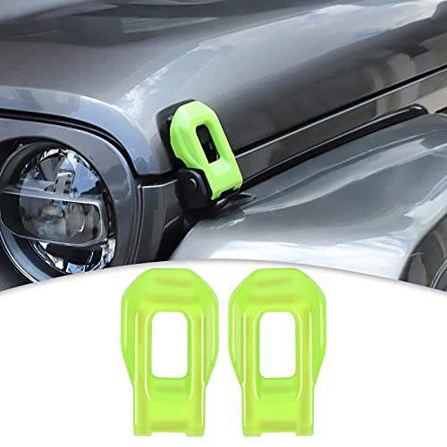 CheroCar for Jeep Hood Lock Latches Cover Catch Brackets Cover External Accessories Decoration Stickers for 2018-2021 Jeep Wrangler JL JLU & 2020-2021 Gladiator JT (Light Green)