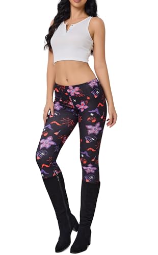 Image of sissycos Women's 80s Leggings Neon Artistic Splash Printed Buttery Soft Stretchy Pants