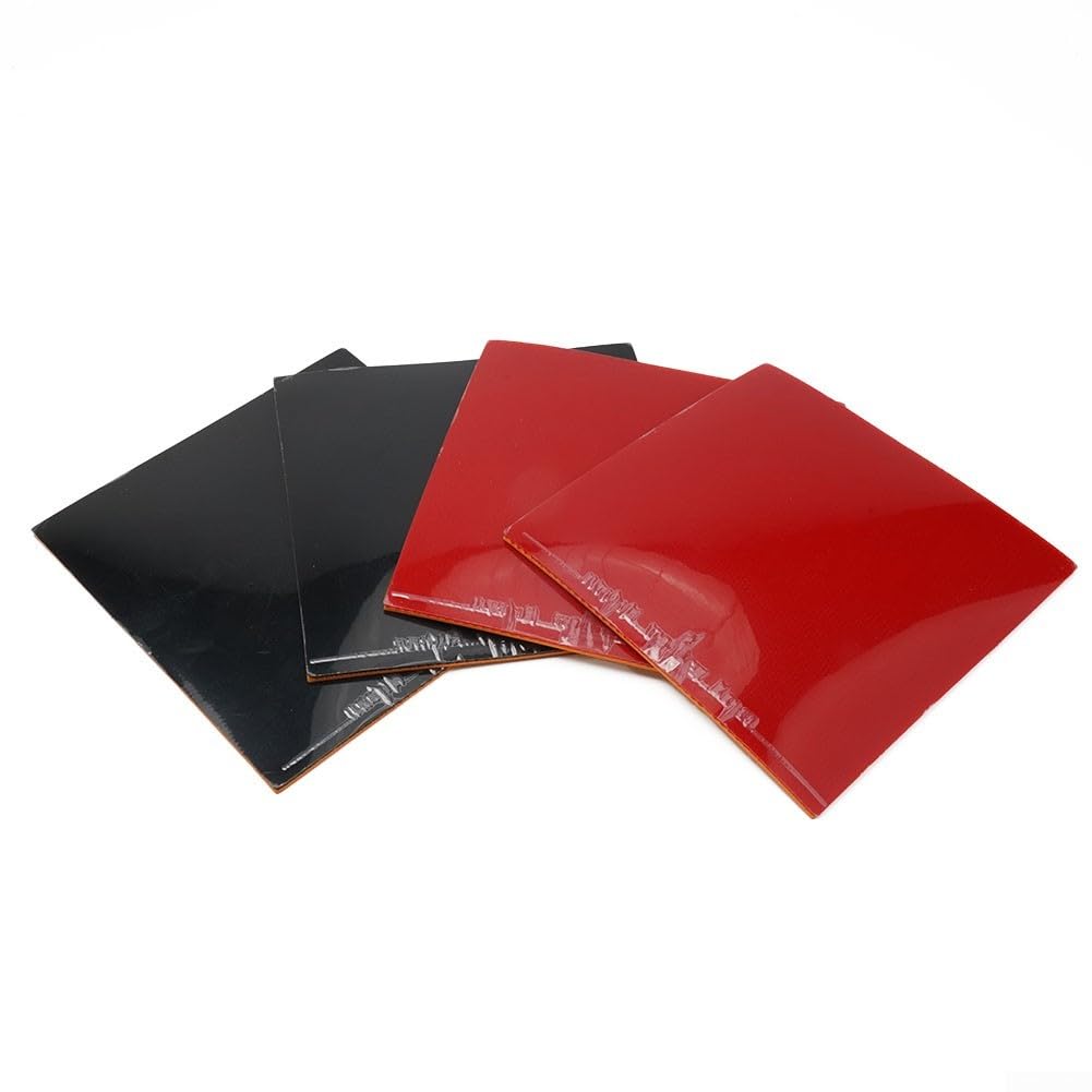 Hoja de goma de tenis de mesa, esponja dura de 2,2 mm de grosor, tipo inverso, velocidad de ataque, raqueta de ping/pong, repuesto de goma, dureza 39, juego de 4 rojo y negro