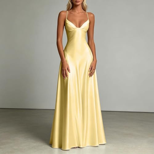 Vestido de cóctel largo de satén que estiliza con línea A 2