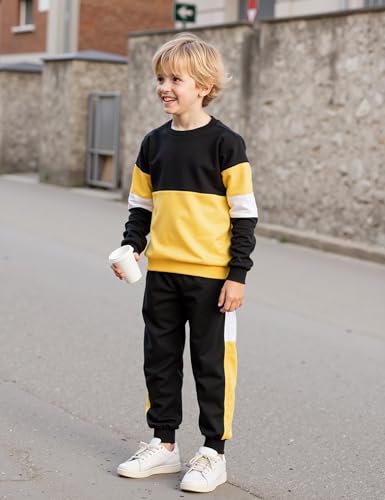 Image of Toddler Boy Clothes Long Sleeve Hoodie Sweatsuits Tops and Pants 2Pcs Boys Fall Winter Outfits Set