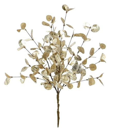Künstlicher Eukalyptus Eukalyptusbusch Dollarblatt Pflanzen Dekoration Hochzeitsdeko Zweig Blumen Floristik Weihnachtsdeko Busch Kunstblume Kränze Adventskränze Deko für Girlande Kranz Gold