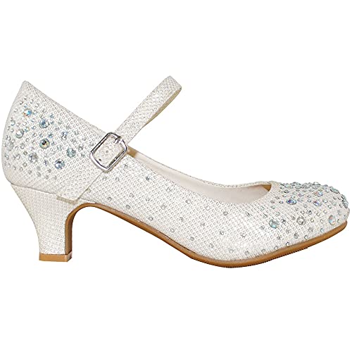 TRENDSUP Kids Sparkling Mary Jane Rhinestone Glitter Formal Dress Low Heel Pumps2