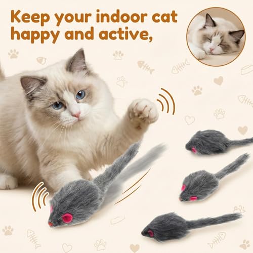 InnoHHustle Katzenspielzeug Maus, 5 Stück Katzen Spielzeug Kunstpelz Spielmaus Katzenspielzeug Set Weich Flauschig Plüsch Spielmaus für Katzen (Grau)