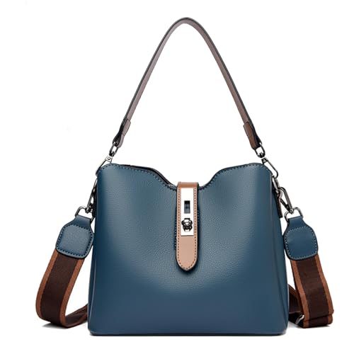 2025 Three Straps Bucket Bag for Women, Fashion Versatile Crossbody Bag, Capacity With Adjustable Wider Shoulder Strap (Blue)