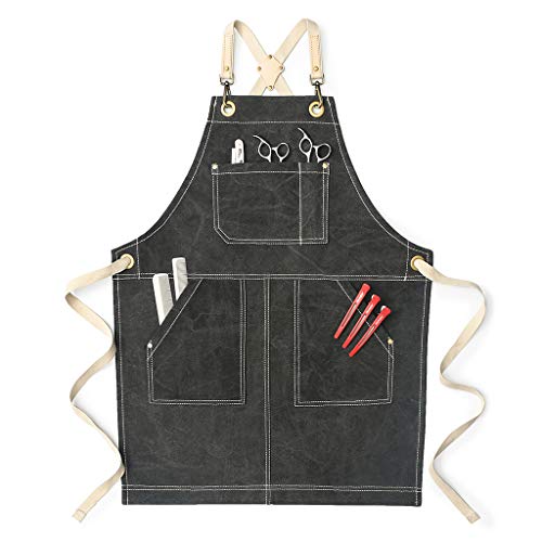 Jeanerlor - 16oz Water-Resistant Work Waterproof Womens Hairdresser Apron With Pockets Tool Aprons for Painting?Dark Grey? Adjustable S to M