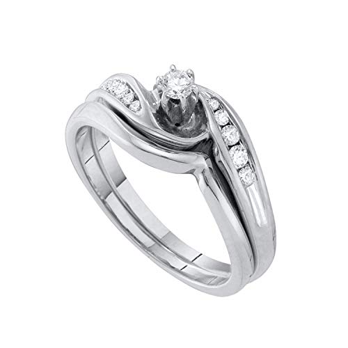 Dazzlingrock Collection 0.23 Carat (ctw) Round Diamond Solitaire Bridal Wedding Ring Set 1/4 Ctw, 10K White Gold, Size 9