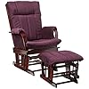 Artiva USA Wood Glider Chair and Ottoman Mircofiber Cushion Set
