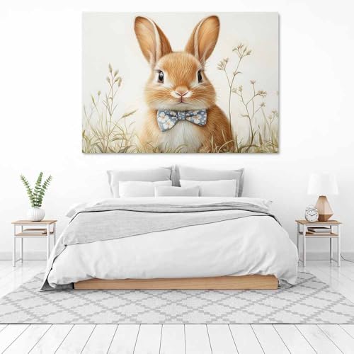 Tableau lapin abstrait 70x100cm pour décoration murale de salon et chambre