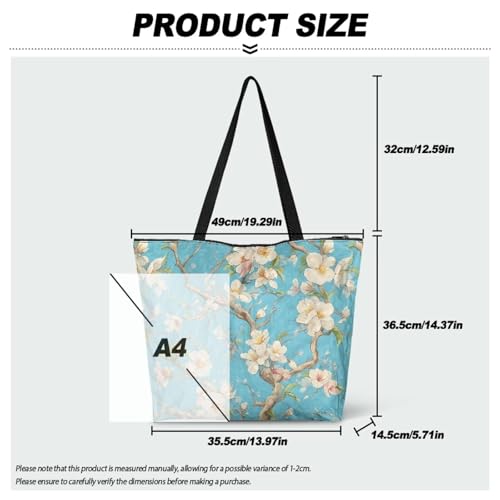 Image of Art Lover Zippered Tote Bag Waterproof Large Work Tote Bags, Artwork Women's Purse Handbags Travel Totes