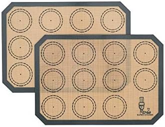 Silicone Baking Mat Macaron Cookie Sheet - Set of 3, Non Stick Oven Tray Liners for Macaroons/Cake/Bread Making,42x29.5cm, 29.2 x 21.6cm, by Super Kitchen