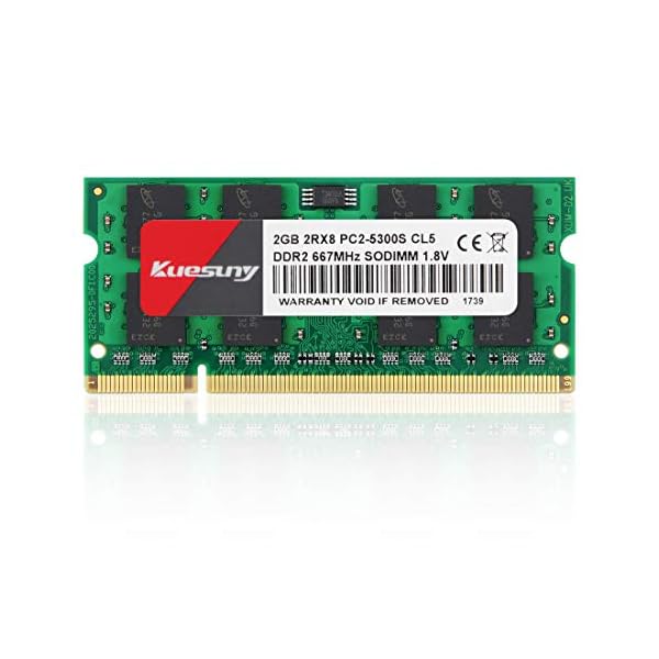 Kuesuny - Memoria SODIMM para ordenador portátil (2 GB, DDR2, 667 MHz, PC2-5300, PC2-5400, DDR2, 667, 200 pines)