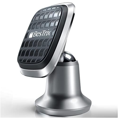 Magnetic Car Phone Mount | Universal Cell Phone Holder for Car Dashboard Compatible with iPhone 11Pro,Xr,Xs,XS MAX,XR,X,8,8Plus,7,7Plus,6,6Plus,Galaxy Note S7 S8 S9 S10 by Bestrix (Silver)